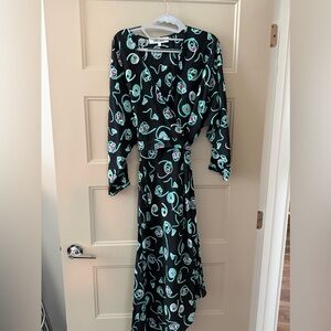 DVF Eloise Faux-wrap Midi Dress In Black